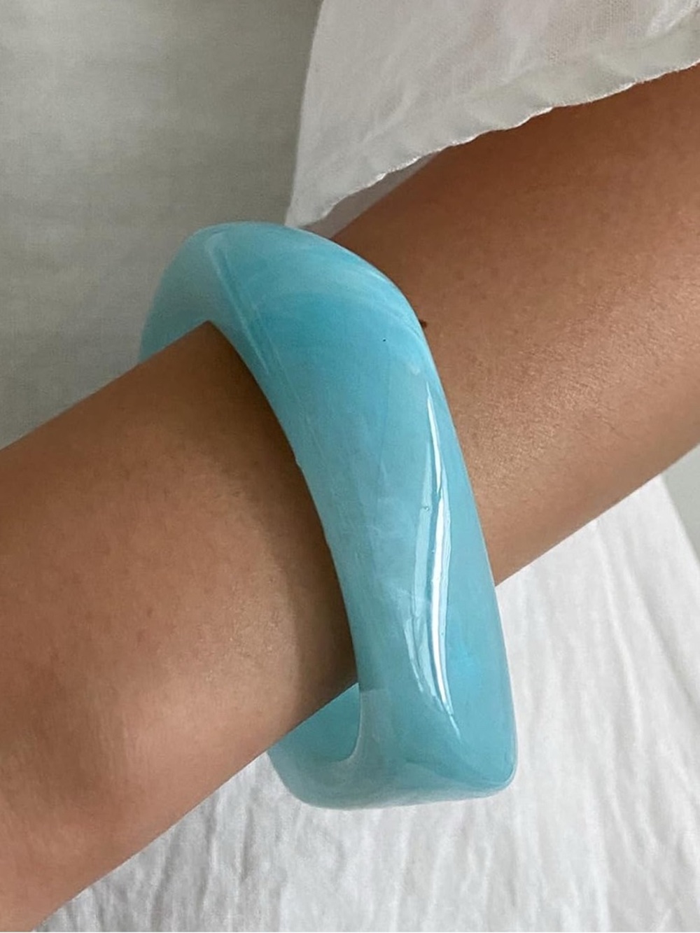 Blue, White & Silver Resin and Silver Bangle Set - 3Pcs - Picture 4 of 7
